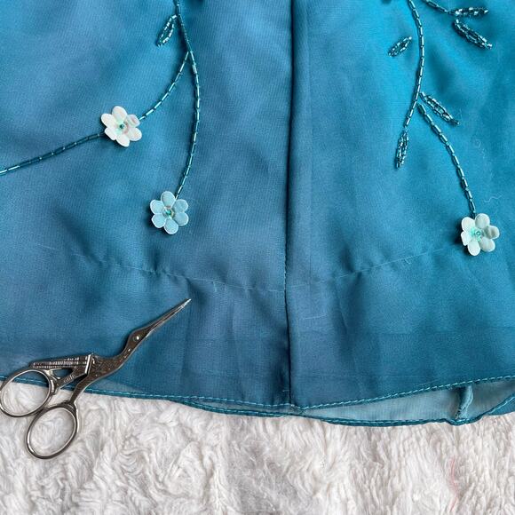 SOLD Alyce Designs vintage prom dress beaded floral sequin maxi gown long formal - Picture 7 of 17